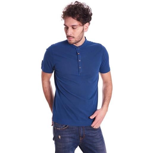HERITAGE t-shirt HERITAGE serafino in piquet, colore blu