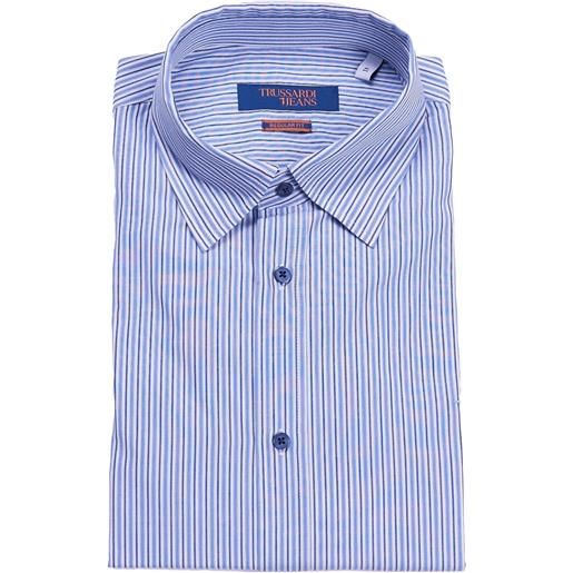 Trussardi Jeans camicia trussardi jeans rigata regular fit, colore celeste