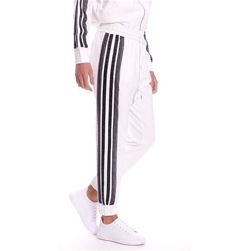 TWINSET pantalone jogging TWINSET con banda in pizzo bianco, colore bianco