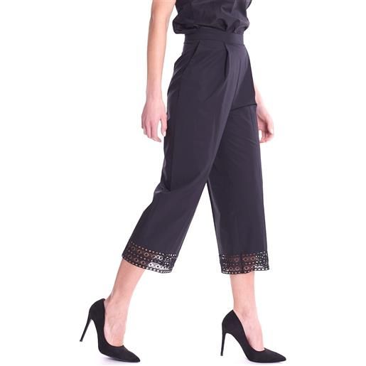 TWINSET pantalone TWINSET con dettagli in pizzo e pinces, colore nero