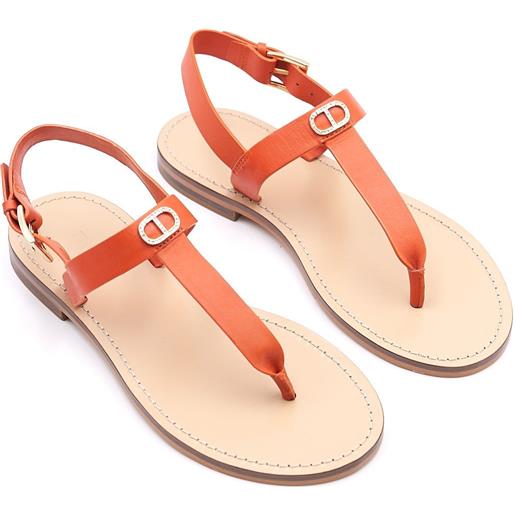 TWINSET sandalo infradito TWINSET con logo gioiello, colore arancio
