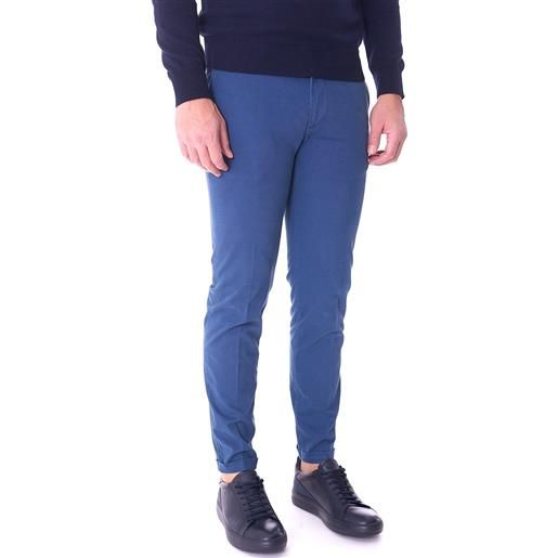 RE-HASH pantalone re hash mucha con risvolto microfantasia in tencel, colore bluette