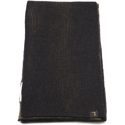 Trussardi Jeans sciarpa trussardi a coste bicolore con logo, colore nero
