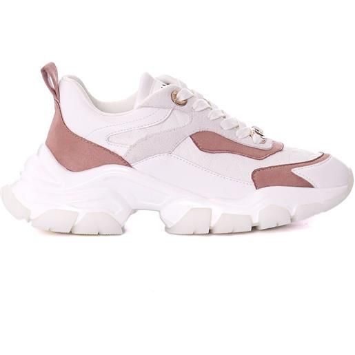 TWINSET sneaker alte TWINSET con logo rosa, colore bianco