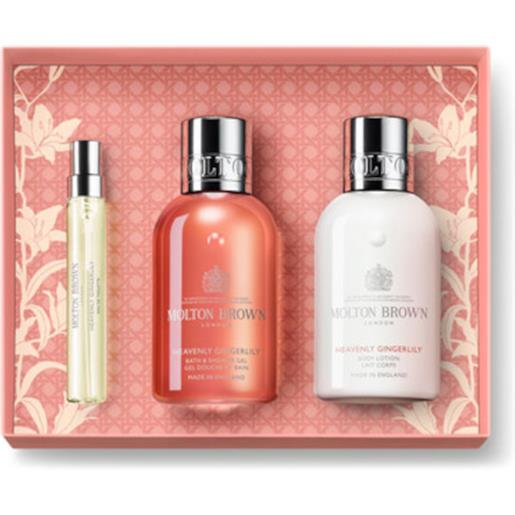 Molton Brown heavenly gingerlily travel gift set 7,5 ml eau de toilette + 100 ml body lotion + 100 ml shower gel