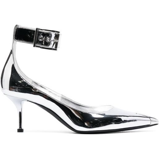 Alexander McQueen pumps punk 65mm metallizzate - argento