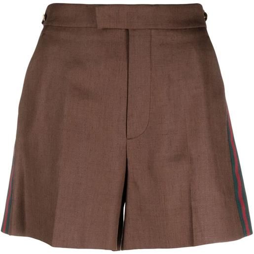 Gucci shorts sartoriali con decorazione web - marrone