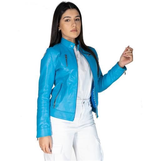 Leather Trend giulia - giacca donna azzurro in vera pelle