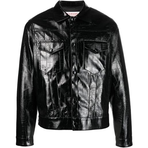 FURSAC giacca biker con effetto coccodrillo - nero