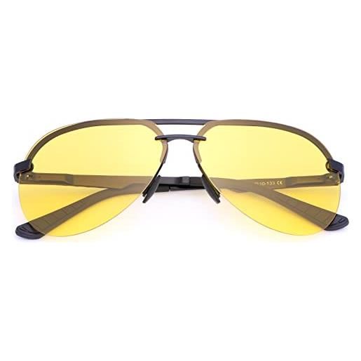 Occhiali di guida notturna isolati per uomini lenti colorate gialle  acrilico s su bianco bg idee di occhiali
