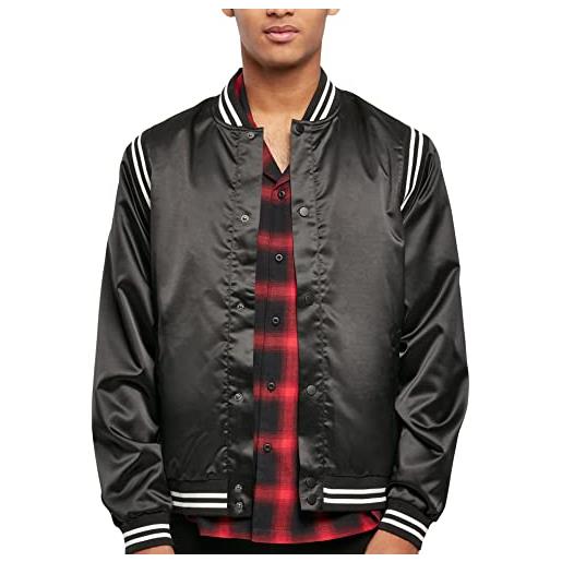 Urban Classics giacca college satinata, nero, xl uomo