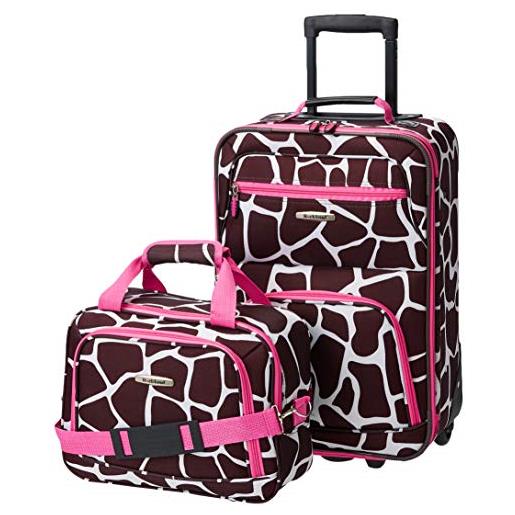 Rockland set di bagagli verticali softside di modo, giraffa rosa. , taglia unica, set di bagagli verticali softside di modo