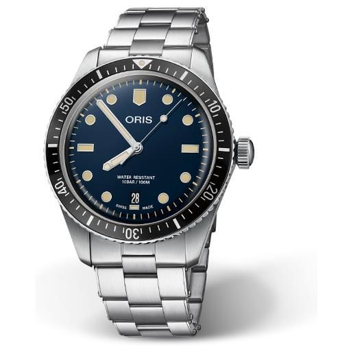 Oris orologio Oris divers sixty-five con quadrante blu e cinturino in acciaio