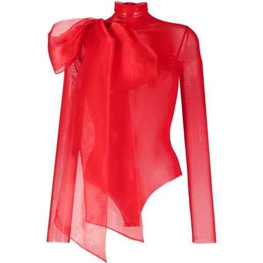 Atu Body Couture body semi trasparente con fiocco - rosso