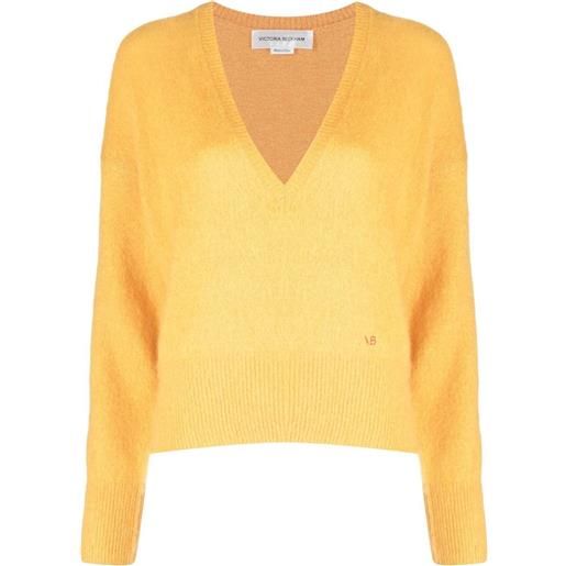 Victoria Beckham maglione con scollo a v - arancione