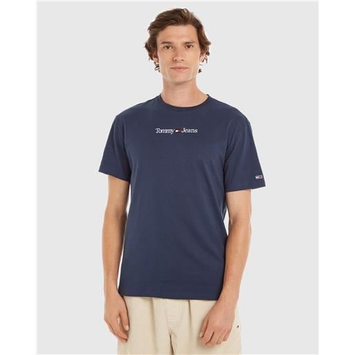 Tommy Hilfiger t-shirt classic fit con logo ricamato blu uomo