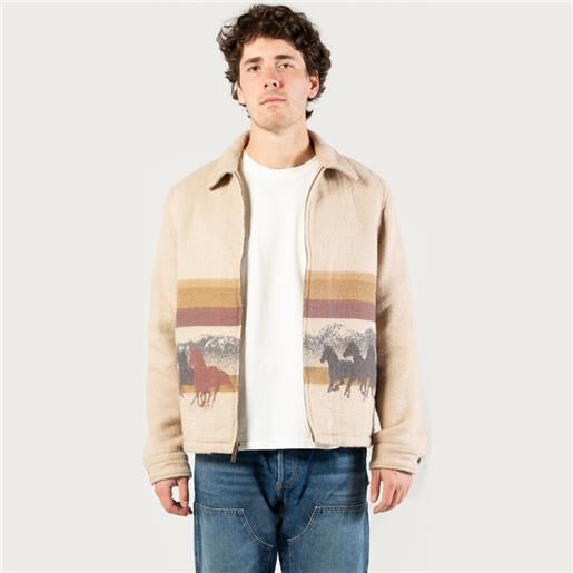 Woolrich uomo giacca a camicia in puro cotone con lavorazione in jacquard - one of these days / Woolrich beige taglia m