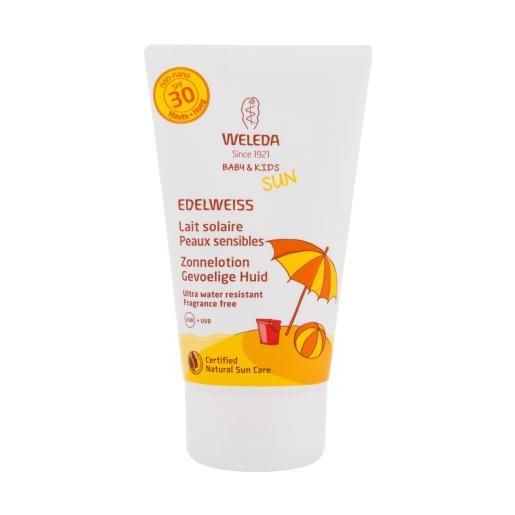 Weleda baby & kids sun edelweiss sunscreen sensitive spf30 lozione solare waterproof per bambini per il corpo e il viso 150 ml