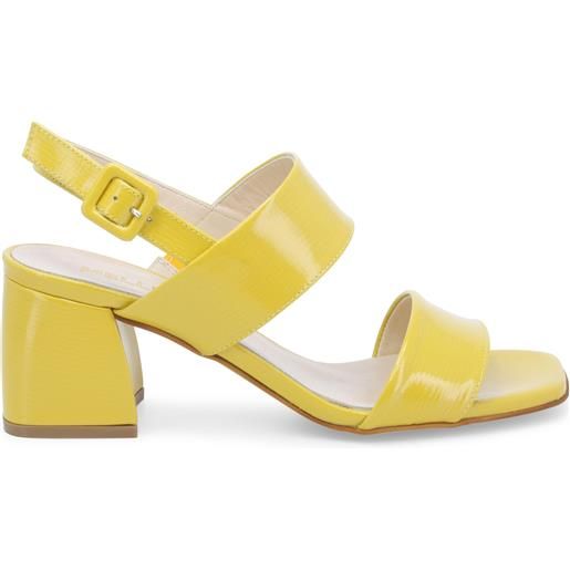 Melluso sandalo donna in vernice saffiano giallo n728w