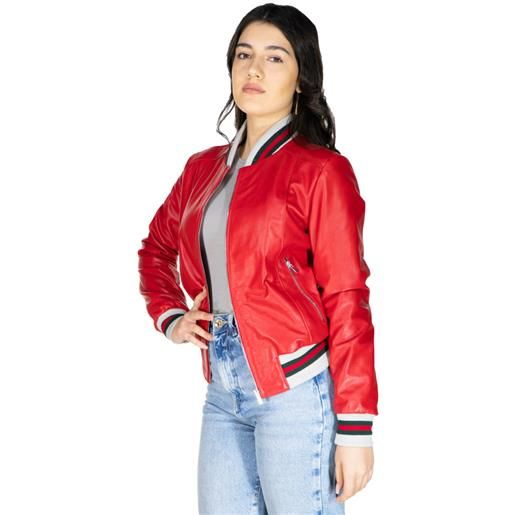 Leather Trend malesia - bomber donna rosso special edition in vera pelle