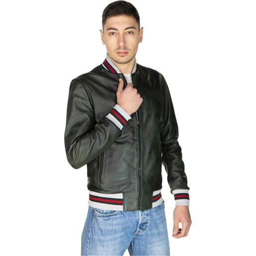 Bomber uomo in pelle camoscio Verde - David