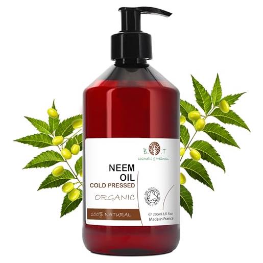 B. O. T cosmetic & wellness - olio virgin di neem puro, ultra concentrato | idratante, elasticizzante, riparatore pelle e capelli danneggiati | struccante naturale, 250ml
