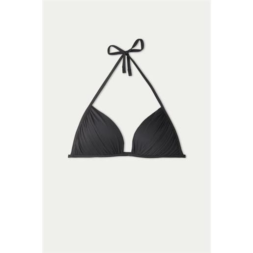 Tezenis bikini triangolo con arriccio microfibra riciclata donna nero