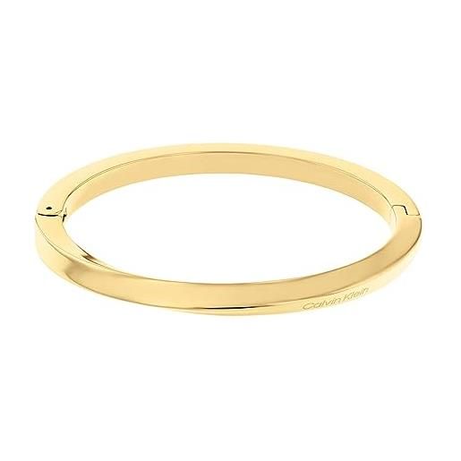 Calvin Klein bracciale da donna collezione twisted ring in acciaio inossidabile, giallo oro