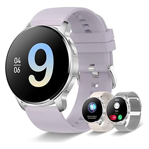 Iaret smartwatch donna orologio fitness 1.32 hd ios android smart watch con chiamate assistente vocale notifiche messaggi, 20 modalità sport contapassi cardiofrequenzimetro spo2 sonno, argento