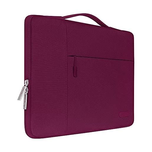 MOSISO laptop sleeve borsa compatibile con mac. Book air/pro, 13-13,3 pollici notebook, compatibile con mac. Book pro 14 m3 m2 m1 chip pro max 2023-2021, poliestere multifunzionale manica, vino rosso