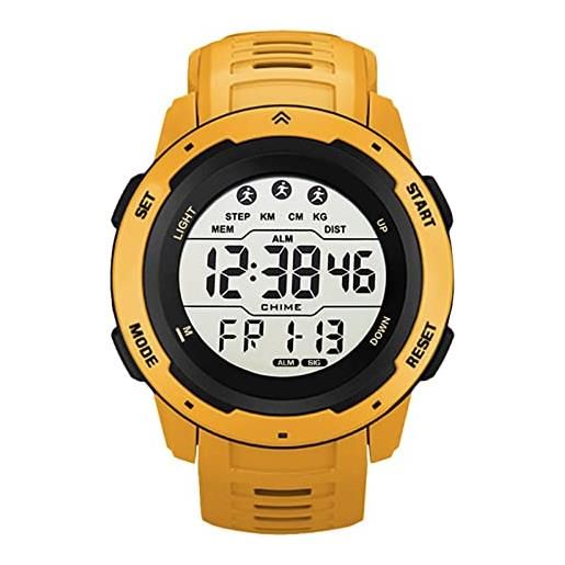 Alomejor orologio sportivo digitale orologio da corsa sportivo da uomo con cronometraggio luminoso multifunzionale impermeabile(giallo)