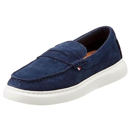 Tommy Hilfiger mocassini uomo tommy hybrid loafer slipper, blu (desert sky), 45 eu
