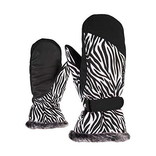 Ziener berghaus kem mitten lady glove, guanti da sci/sport invernali. Donna, nero (wild zebra print), 6