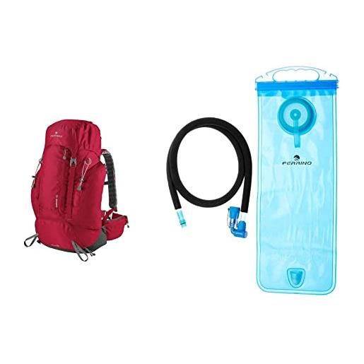 Ferrino durance 40, zaino da hiking ed escursionismo unisex, bordeaux, 40 litri & h2 bag, borsa di idratazione unisex, blu, 2 litri