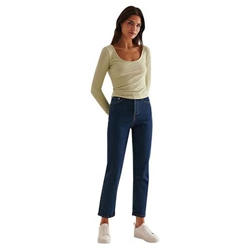 NA-KD high waist straight denim jeans, blu scuro, 44 donna