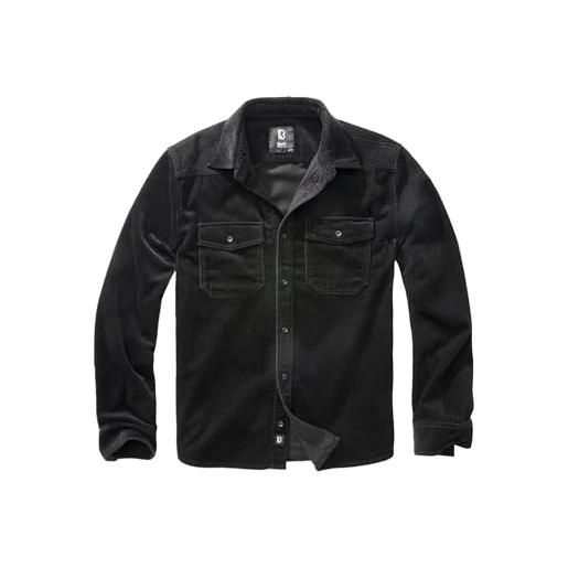 Brandit corduroy classic-maglietta a maniche lunghe camicia, nero, 5xl uomo