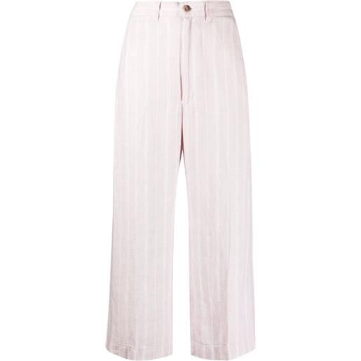 Polo Ralph Lauren pantaloni crop a righe - rosa