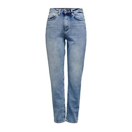 Only onlveneda life mom jeans rea7452, denim blu chiaro, m / 30l donna