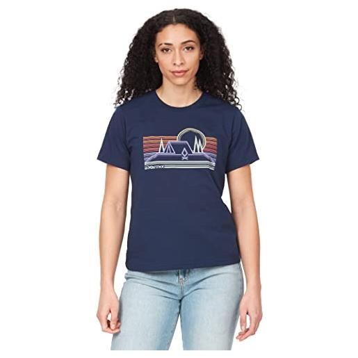 Marmot donna wm's bivouac tee ss, maglia funzionale traspirante, maglia sportiva a manica corta, maglia lifestyle ad asciugatura rapida, arctic navy, s