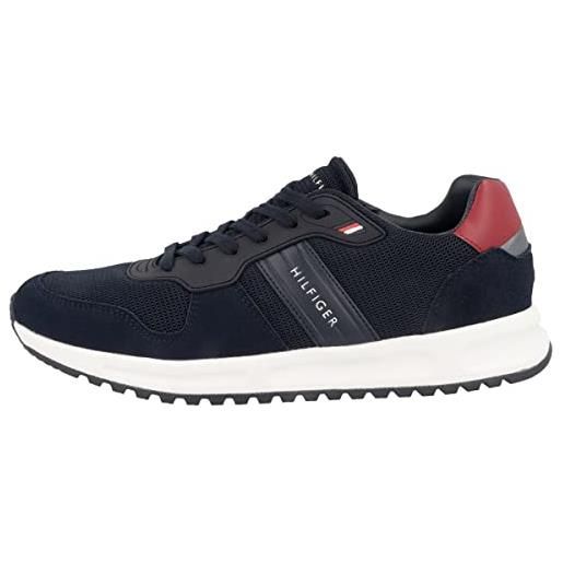Tommy Hilfiger sneakers da runner uomo modern corporate mix runner scarpe sportive, nero (black), 40 eu