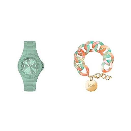 ICE-WATCH - ice generation lagoon - orologio verde da donna con cinturino in silicone 019145 + jewellery - chain bracelet - turquoise nude - bracciale da donna con medaglia d'oro 020997