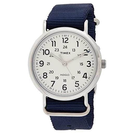 Timex weekender 40mm orologio da uomo con cinturino in tessuto blu con cassa color argento tw2t29200