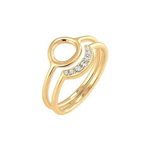 Elli anello da donna in argento 925 con cristallo swarovski, giallo, misura 16