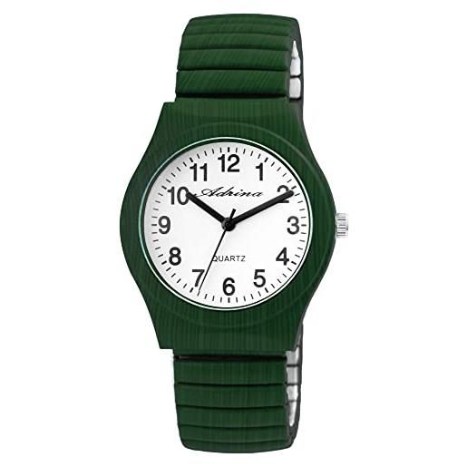 Adrina 1700045 orologio da polso da donna, analogico, al quarzo, in acciaio inox, verde scuro