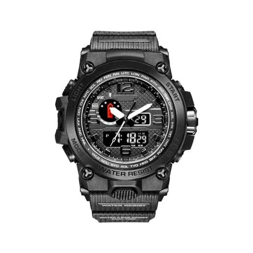 kieyeeno orologio analogico digitale, orologio da uomo analogico e digital, orologio sportivo, 50m impermeabile orologio led con cronometro digitale orologio luxury casual wristwatch nero