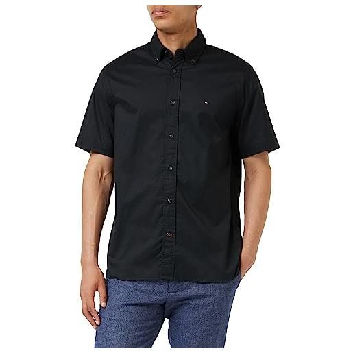 Tommy Hilfiger camicia uomo poplin regular-fit maniche lunghe, nero (black), xs