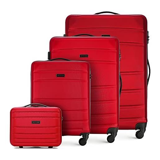 WITTCHEN valigia da viaggio bagaglio a mano valigia da cabina valigia rigida in abs con 4 ruote girevoli serratura a combinazione maniglia telescopica globe line set di 4 valigie rosso