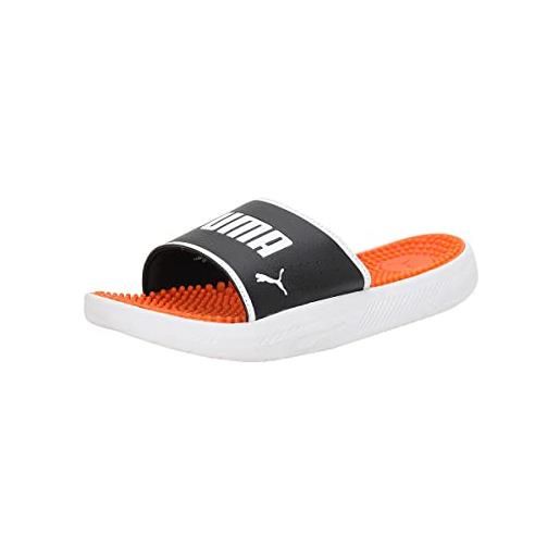 PUMA men's fashion shoes softride slide massage slide sandal, PUMA black-PUMA white-cayenne pepper, 46