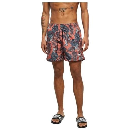 Urban classics costume da bagno uomo, pantaloncini da bagno ad asciugatura rapida, boxer da bagno surf e attivitá sportiva, colore dark tropical aop, xs