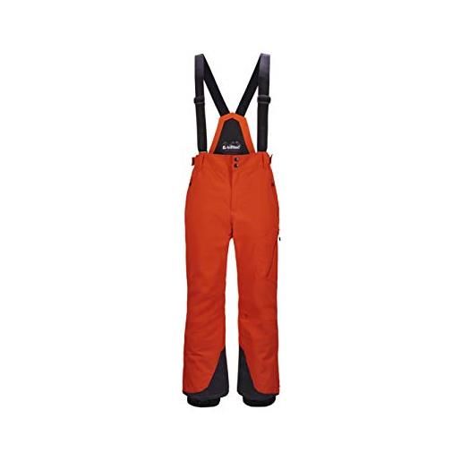 Killtec kuopio mn ski pnts, pantaloni funzionali con spalline rimovibili, protezione bordi e paraneve uomo, colore: arancione, xl